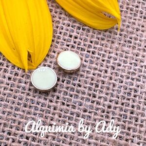 Cloisonné enamel gold statement stud earrings/colorful minimalistic